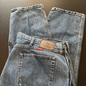 Wrangler Jeans Men's Regular Fit 46x30 Premium Denim Quality 96501DS Pants Blue